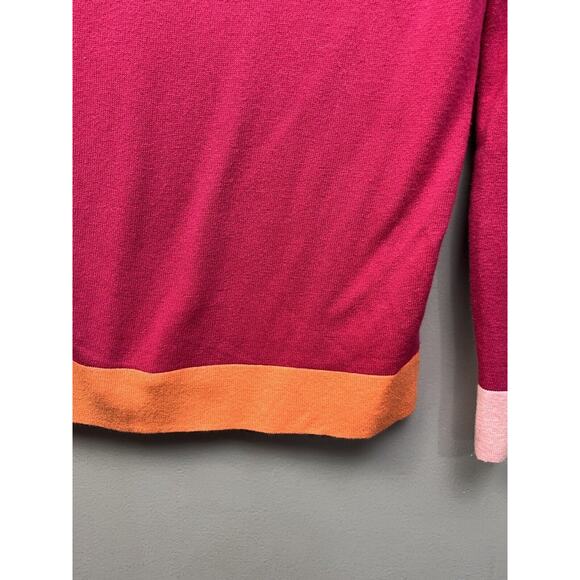 Talbots Sweater Womens Small Petite Angora Blend Zipper accents Pink Orange - Picture 5 of 7